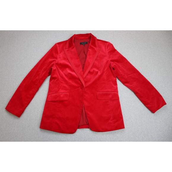 Talbots Blazer Womens Size 8 Red Cotton Blend Velvet Stretch Lined One Button - Picture 1 of 9